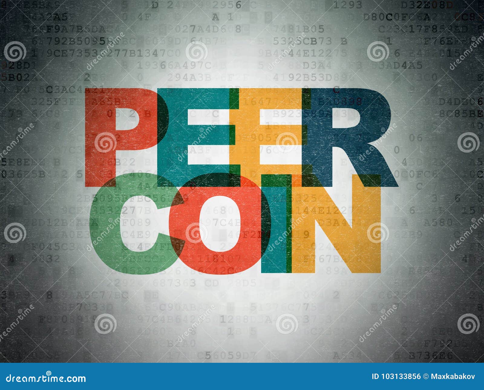blockchain concept: peercoin on digital data paper background