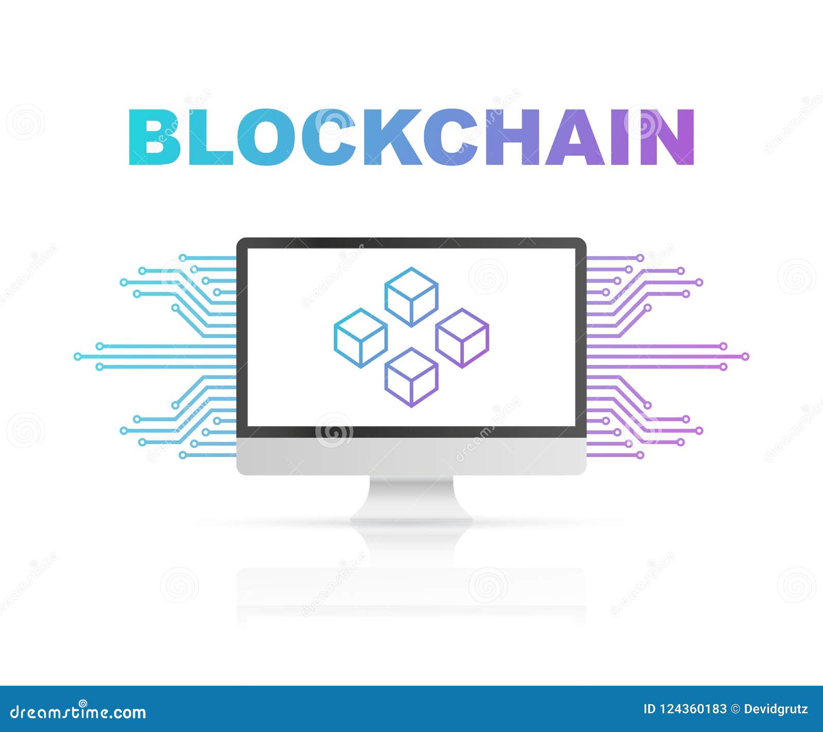 Blockchain Icon on Computer Screen, Connected Cubes on the Display. Symbol  of Database, Data Center, Cryptocurrency and Blockchain Stock Vector -  Illustration of electronic, concept: 124360183