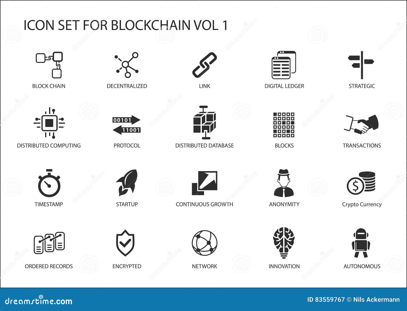 blockchain icon set