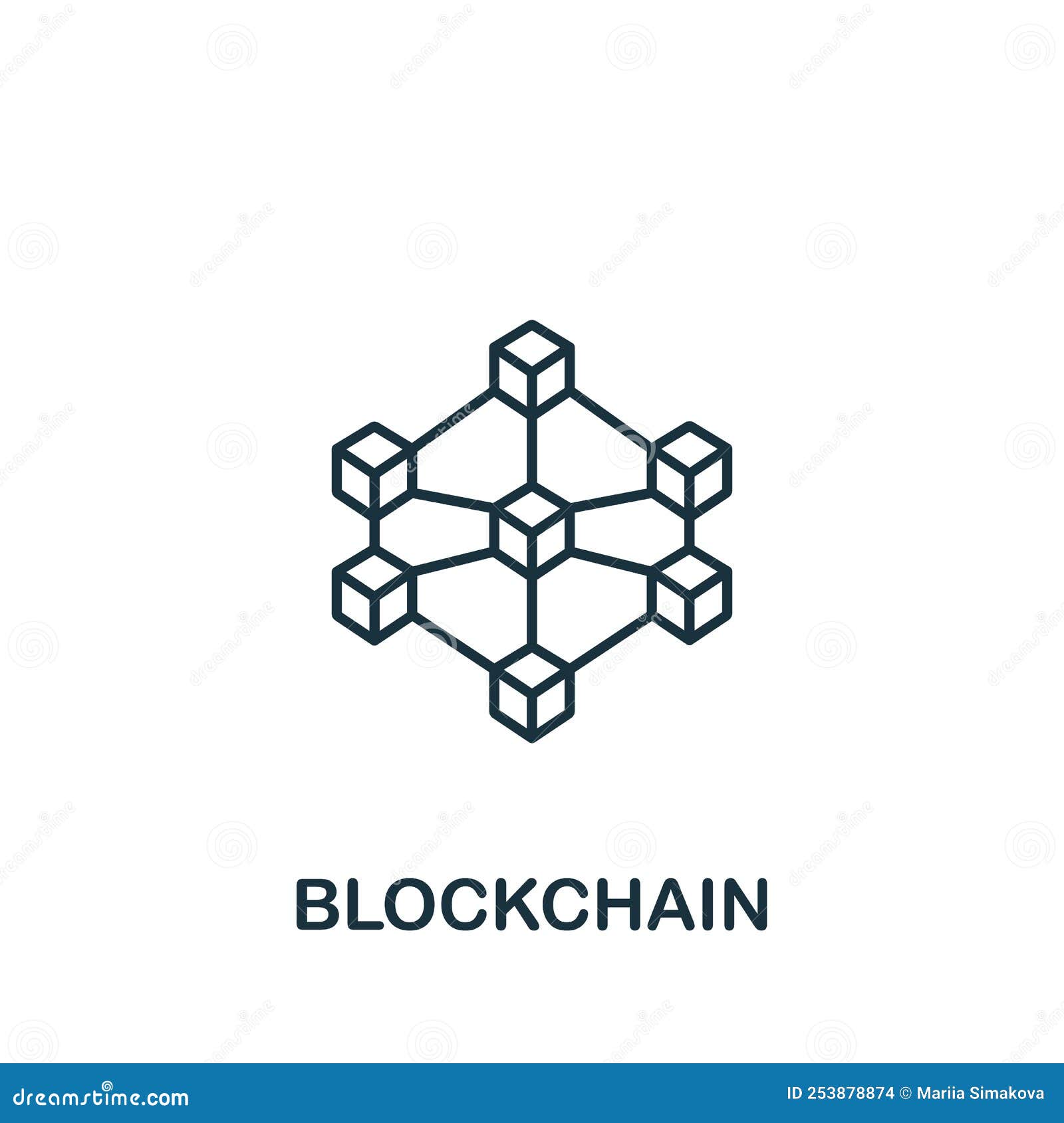 Blockchain Icon. Line Simple Industry 4.0 Icon for Templates, Web Design  and Infographics Stock Vector - Illustration of network, cryptography:  253878874