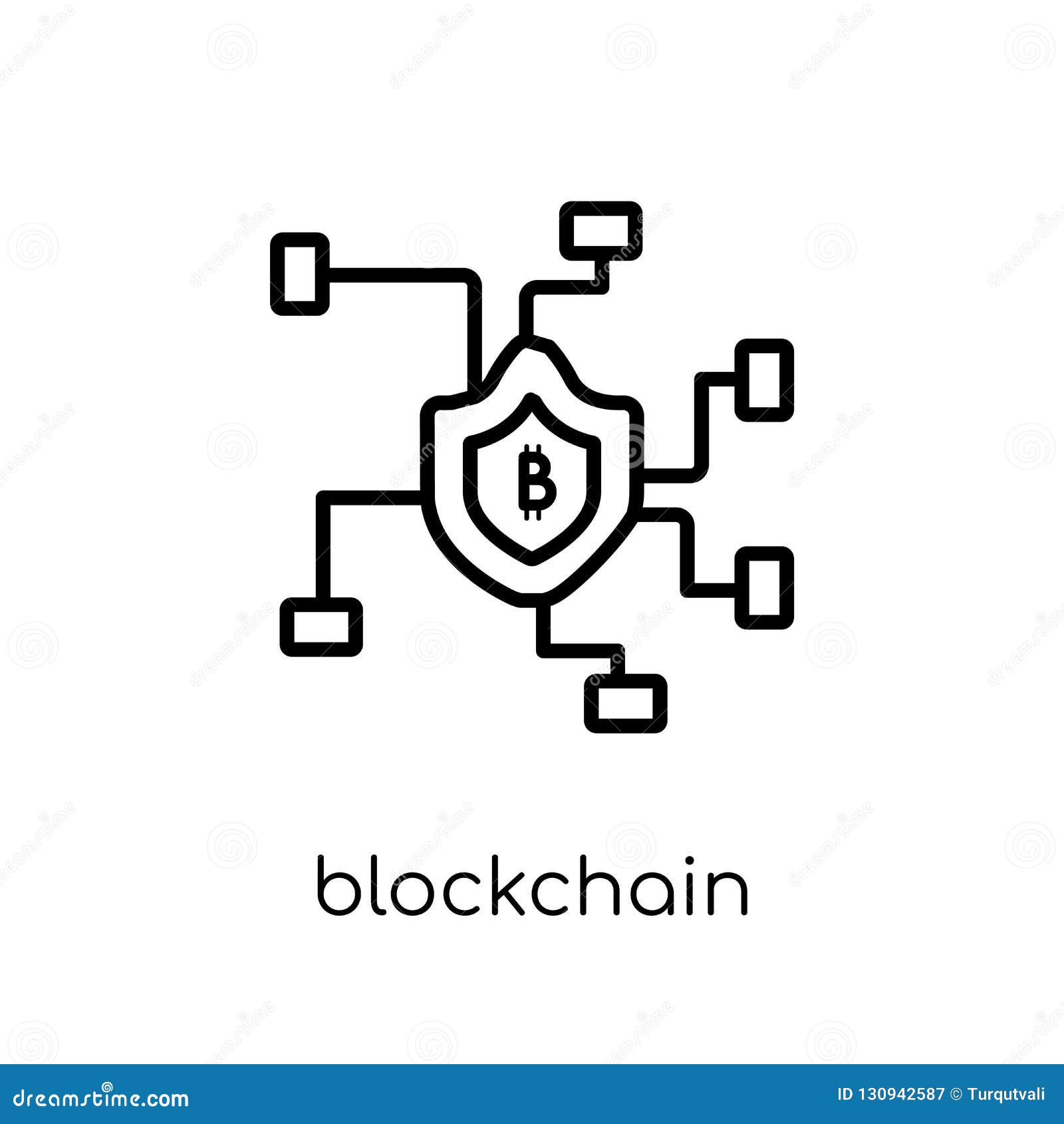 Blockchain Icon. Trendy Modern Flat Linear Vector Blockchain Icon on