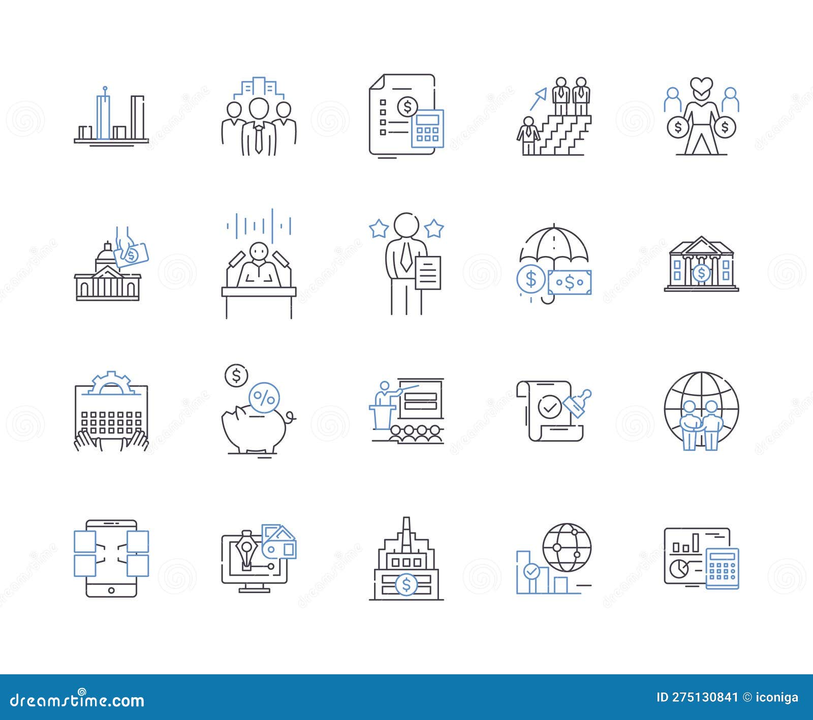 Blockchain Management Outline Icons Collection. Blockchain, Management