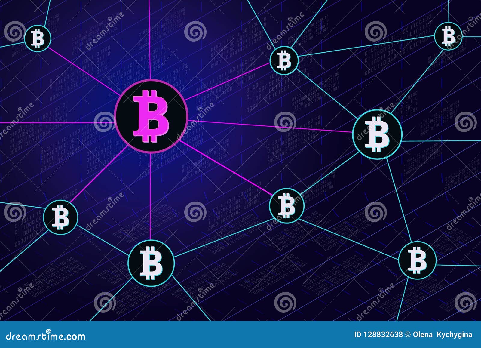 Blockchain Network Banner .Circle Blocks Connection With ...