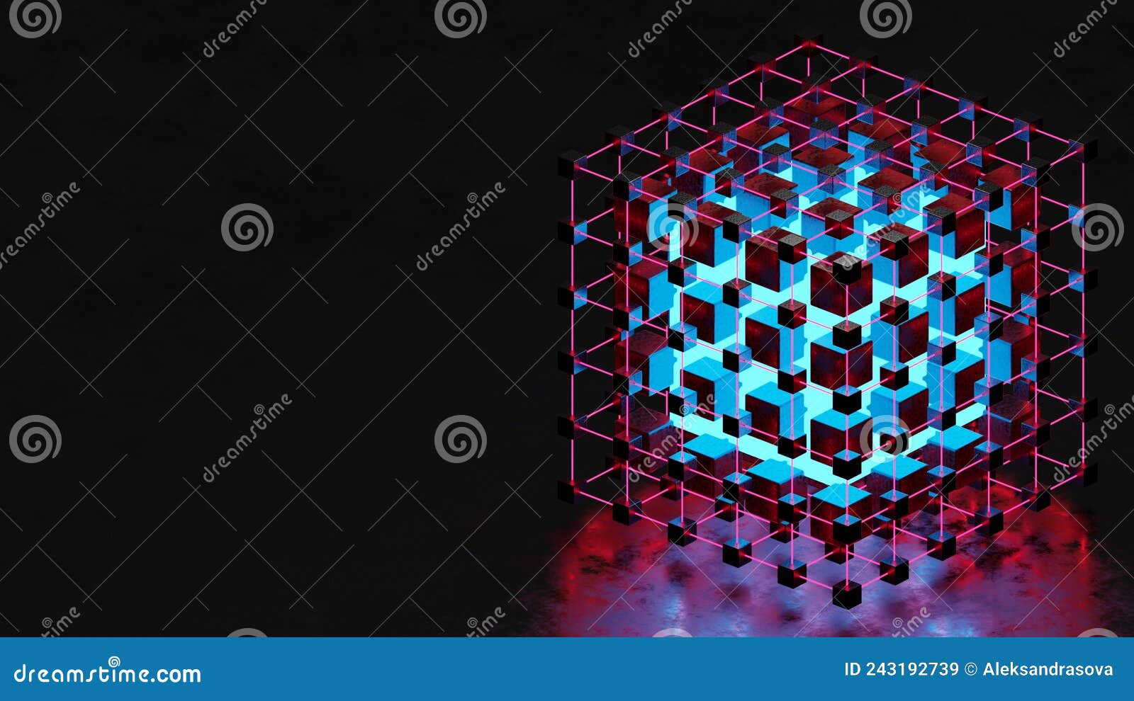 Blockchain Nft Data Block on Dark Background. Futuristic Crypto Art 3d  Render Stock Illustration - Illustration of blockchain, threedimensional:  243192739