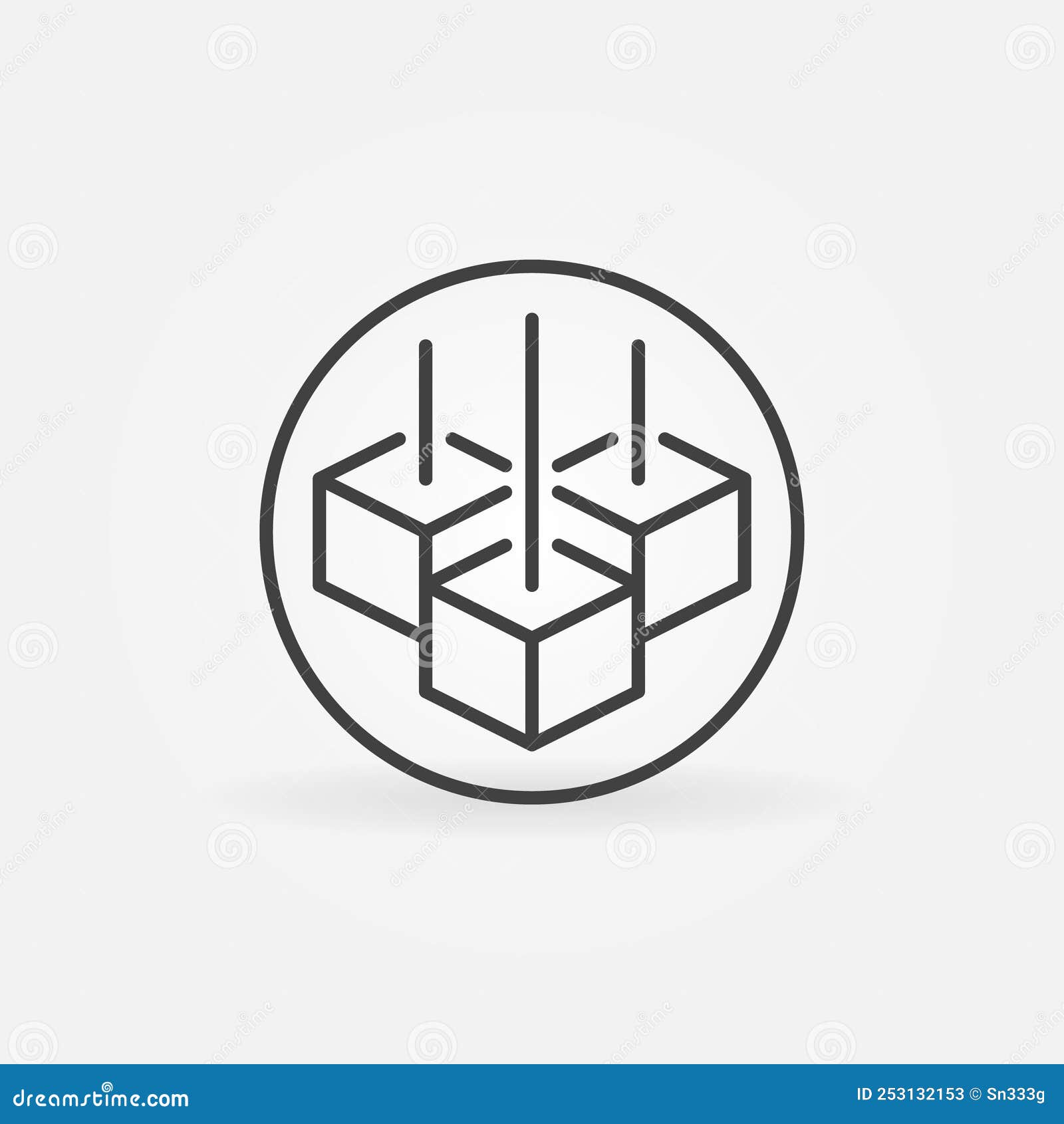 blockchain outline  concept round icon. block-chain technology sign