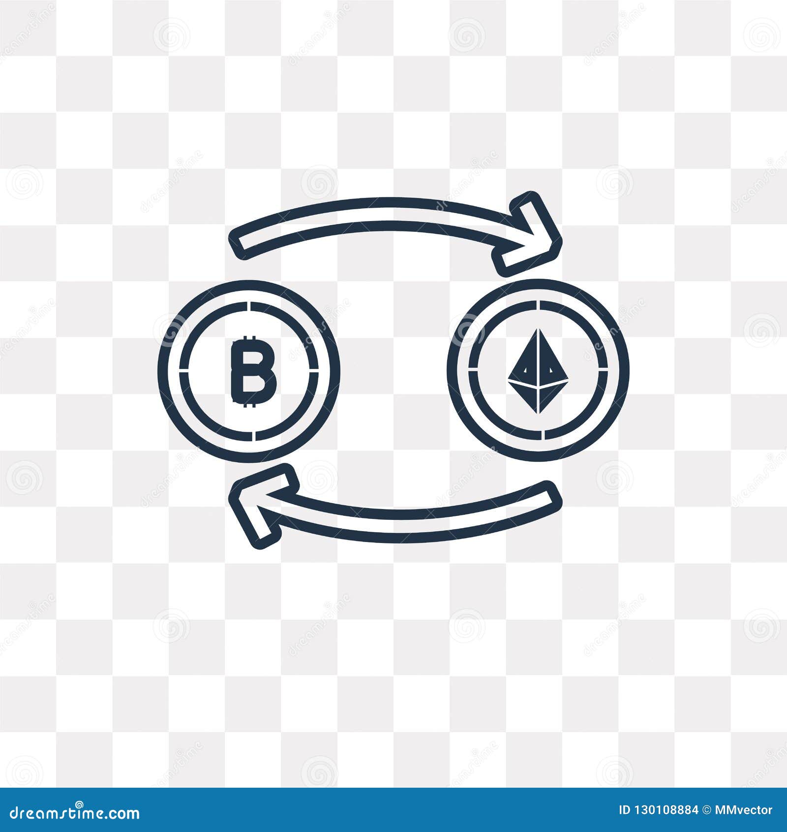 Blockchain Vector Icon Isolated On Transparent Background, Linear