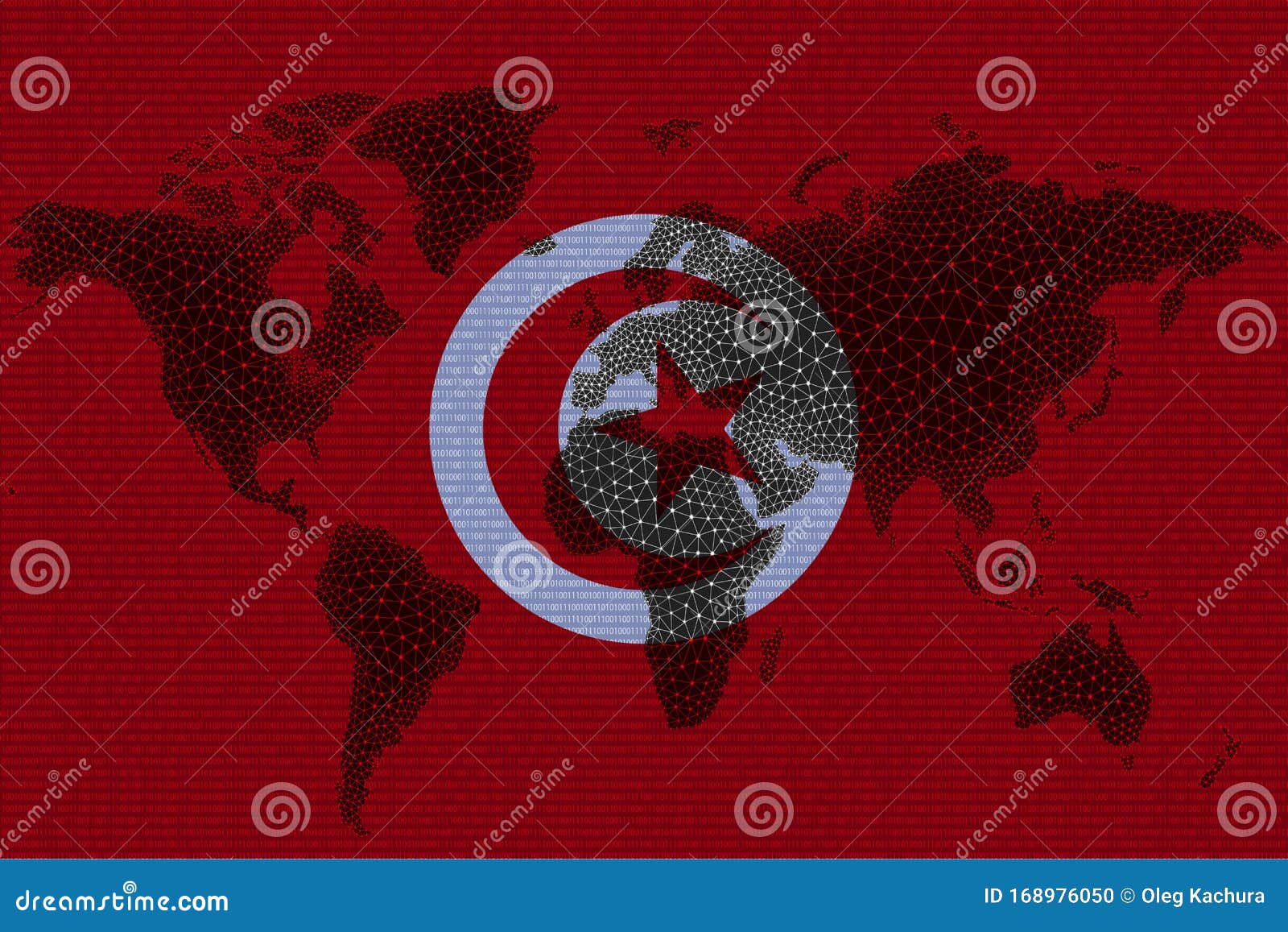 Blockchain World Map on the Background of the Flag of Tunisia and Cracks. Tunisia  Cryptocurrency Concept Stock Photo - Image of atlas, blot: 168976050