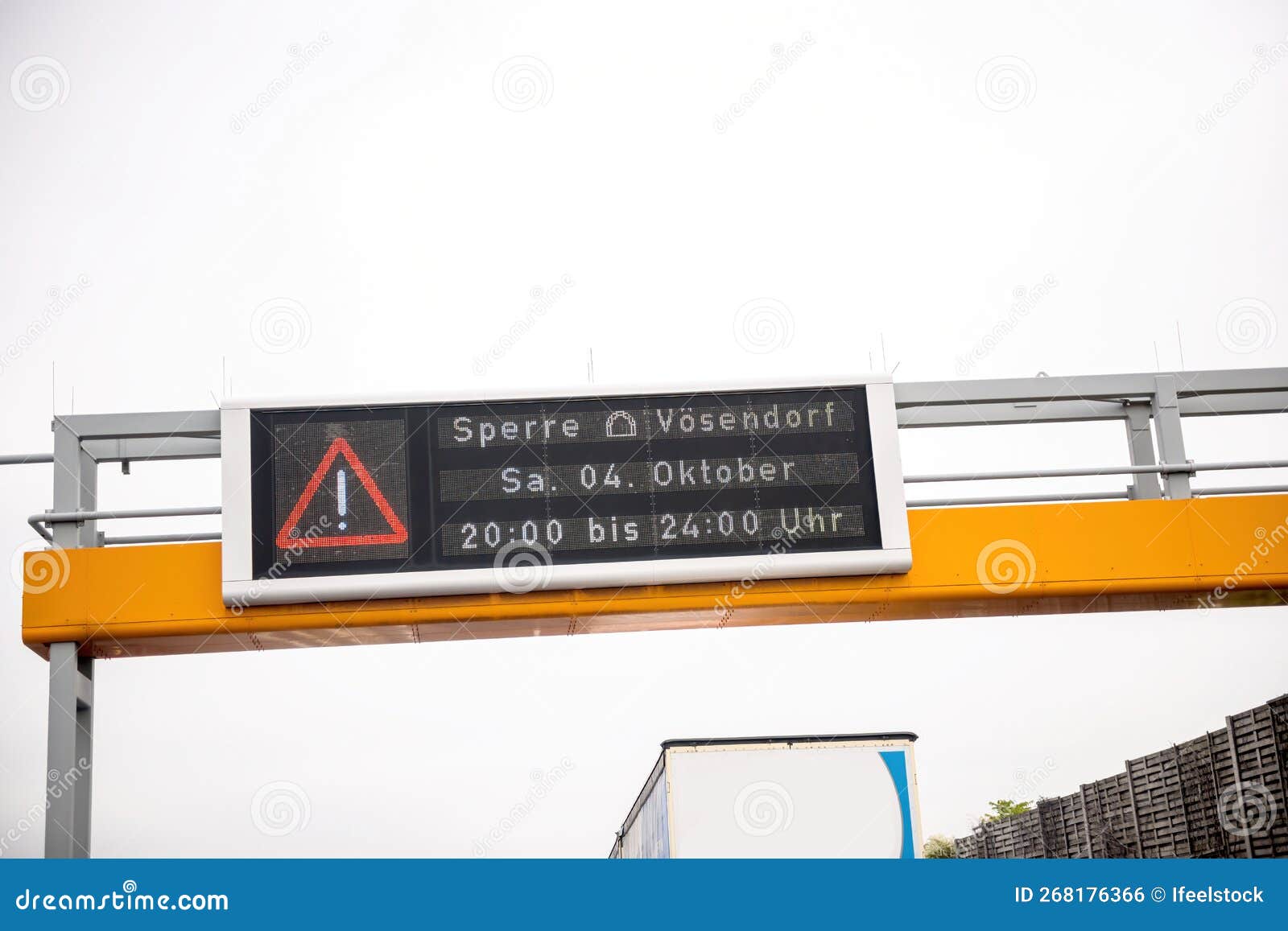 blocked vosendorf tunnel in austria signage on the electronic di