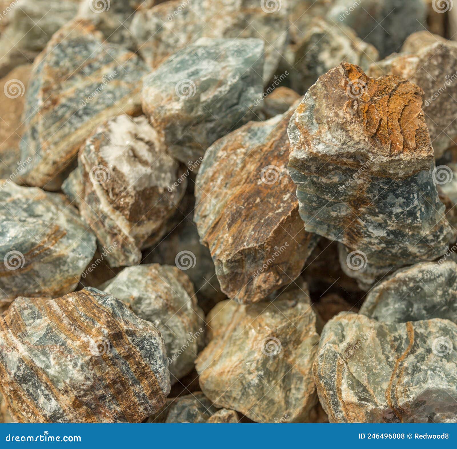 blocks of raw natural blue quartz crystals