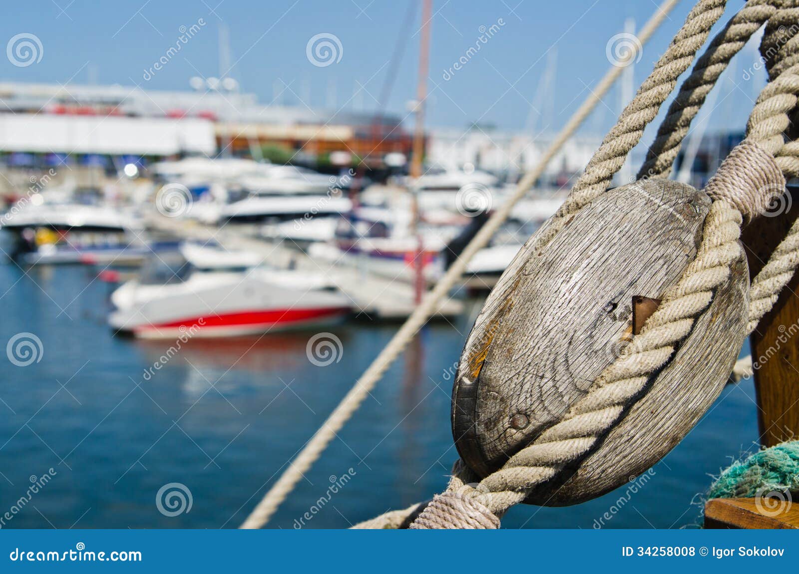 Blocks and Rigging at the Old Sailboat Stock Photo Image of rigging