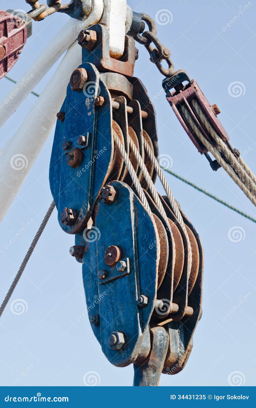 Blocks and Rigging at the Old Sailboat Stock Image Image of sail