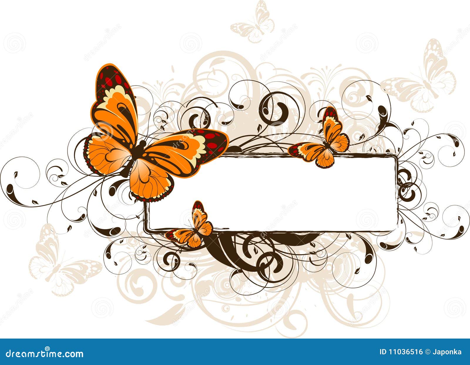 Wonderbaar Bloemen Abstracte Banner Met Vlinders Vector Illustratie DY-95