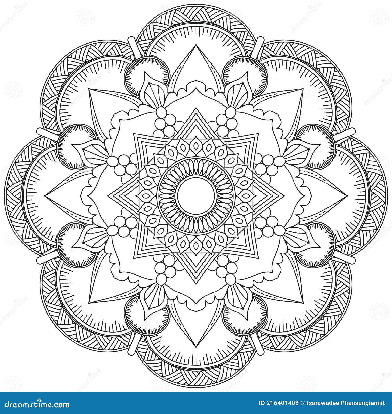 impuls vrouw arm Bloemflorale Mandala Voor Het Kleuren Van Pagina's Vector Illustratie -  Illustration of bloei, bloemen: 216401403