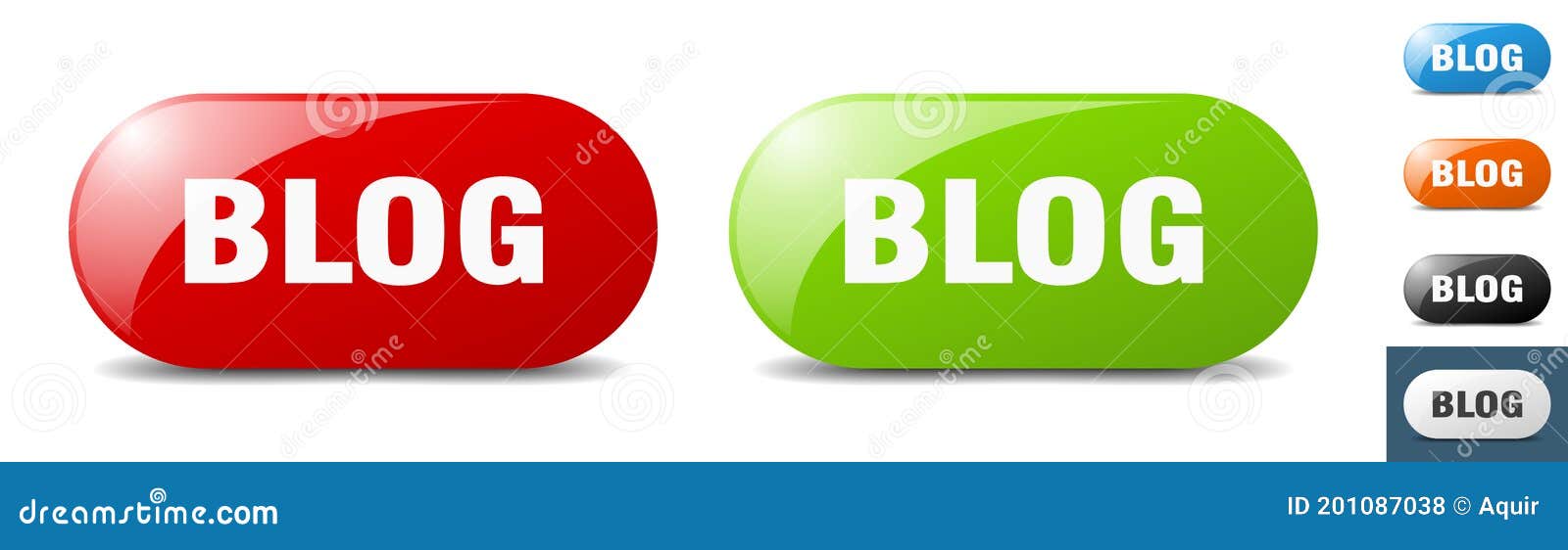 Blog Button. Key. Sign. Push Button Set Stock Vector - Illustration of ...