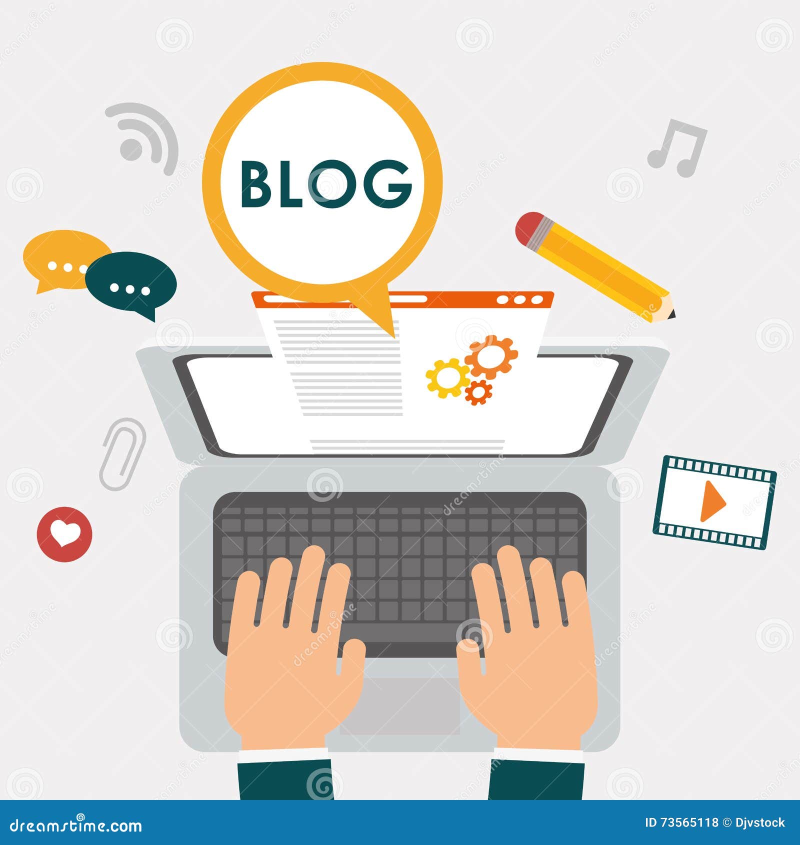 Blogg-, Blogging- Och Blogglerstema Vektor Illustrationer ...