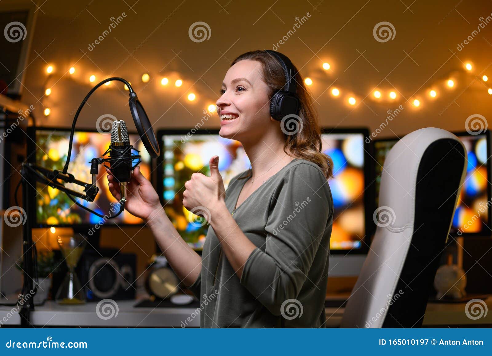 A Blogger Is Recording A Podcast With A Microphone And Computers In The Background Blogging And Podcasts Recording On Youtube Stock Image Image Of Artist Interview A Blogger Is Recording A Podcast With A Microphone And Computers In The Background Blogging And Podcasts Recording On Youtube Stock Image Image Of Artist Interview