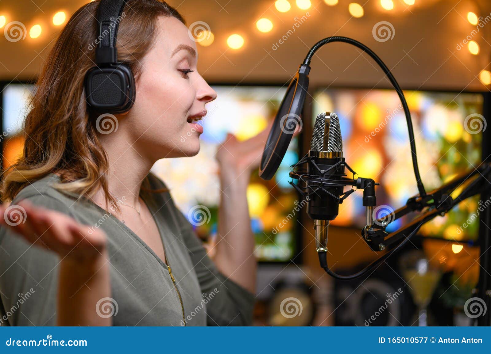 A Blogger Is Recording A Podcast With A Microphone And Computers In The Background Blogging And Podcasts Recording On Youtube Stock Image Image Of Blogger Audio A Blogger Is Recording A Podcast With A Microphone And Computers In The Background Blogging And Podcasts Recording On Youtube Stock Image Image Of Blogger Audio