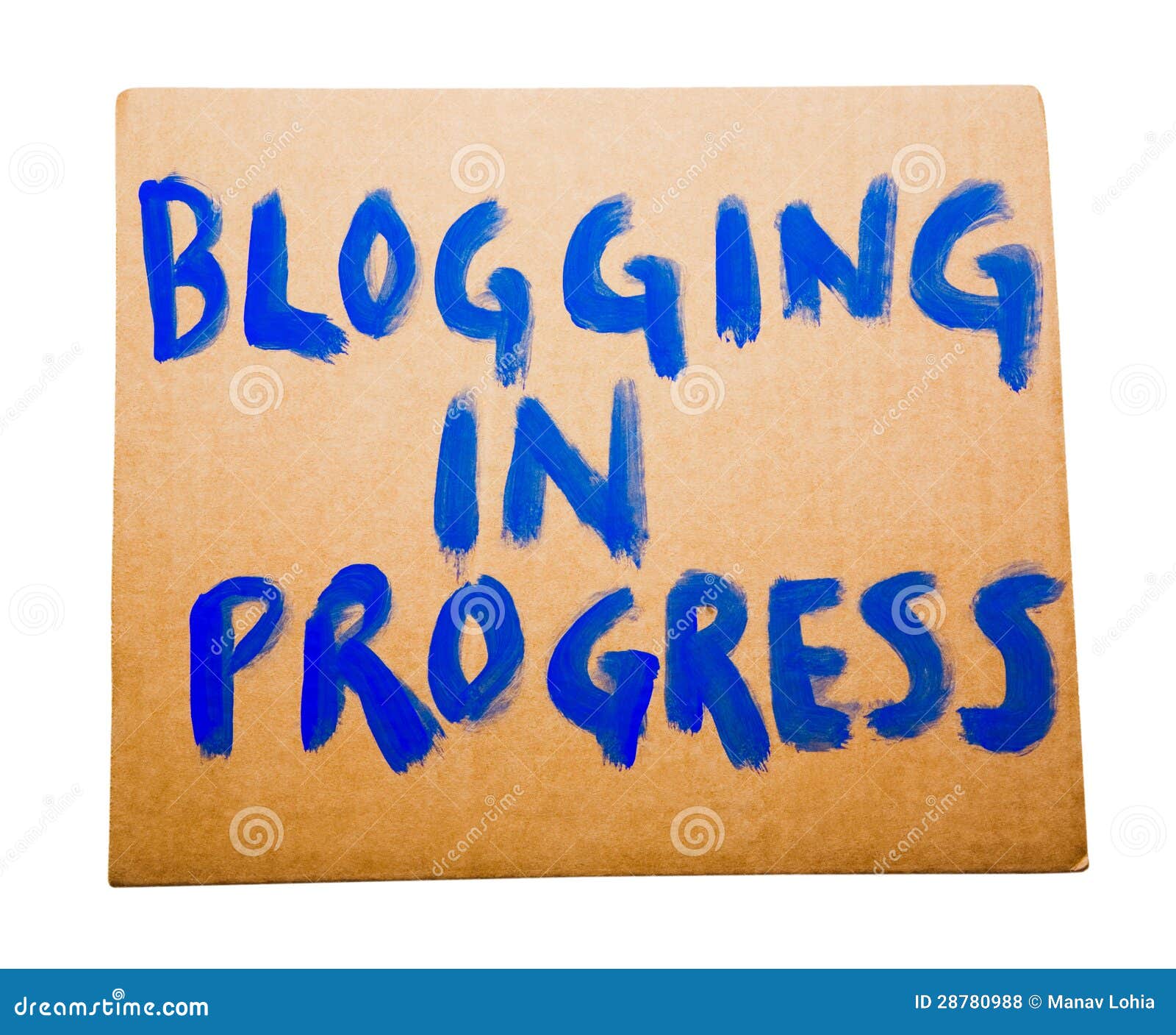blogging in progress on placard