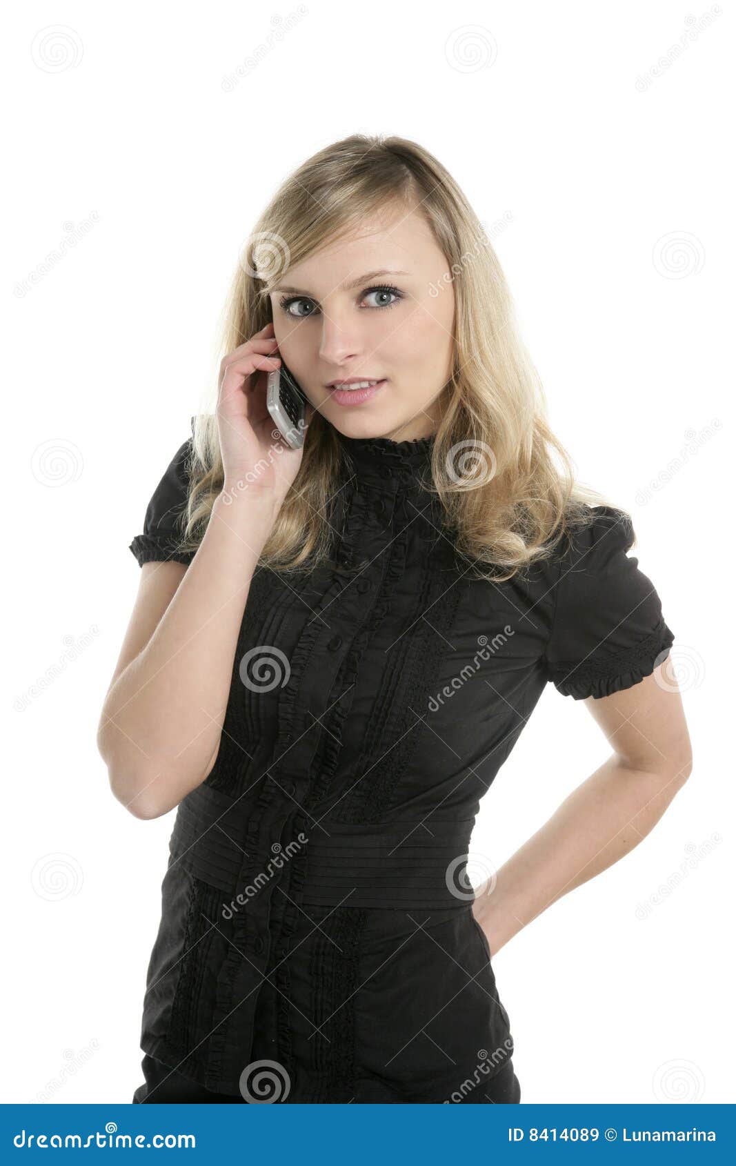 Blond Beautiful Woman Talking with Mobile Phone Stock Image - Image of ...