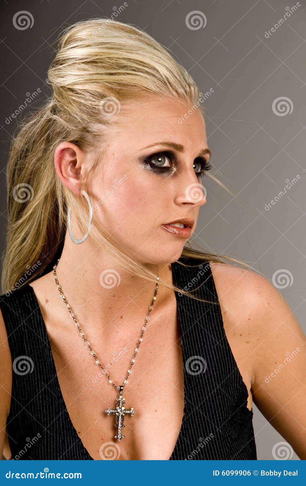 blond with dark edgy makeup