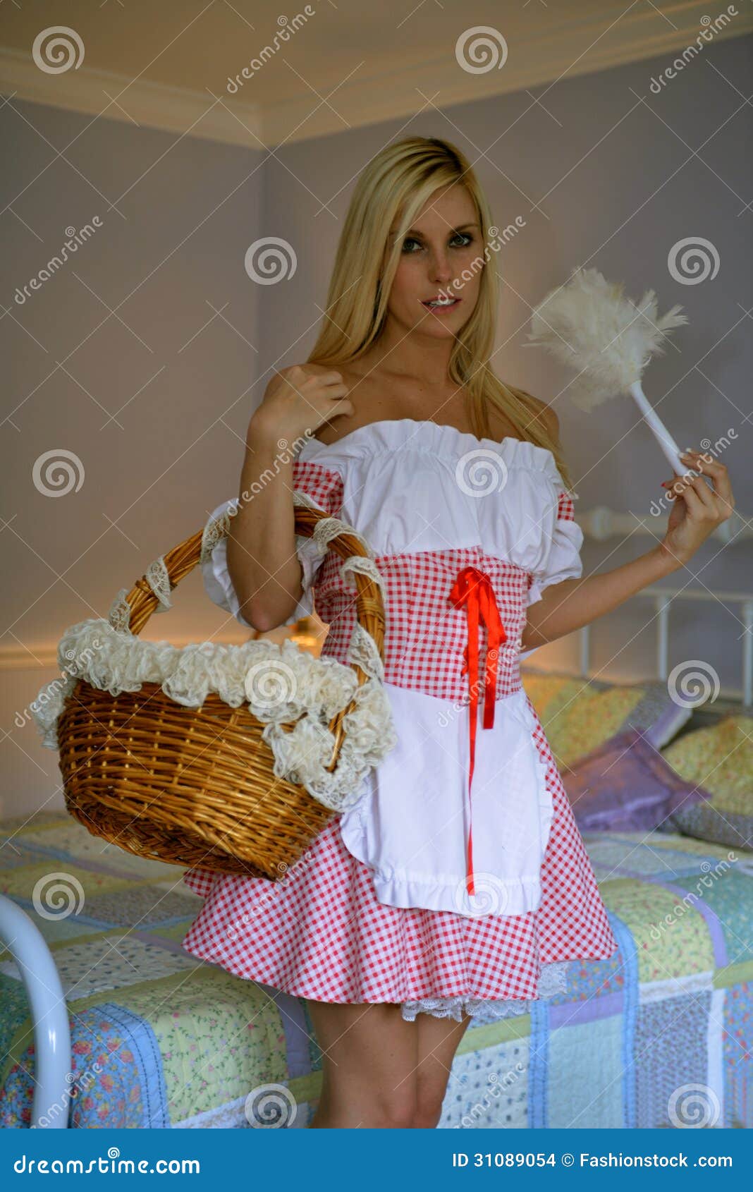 Blond girl as french maid stock photo. Image of holiday - 31089054