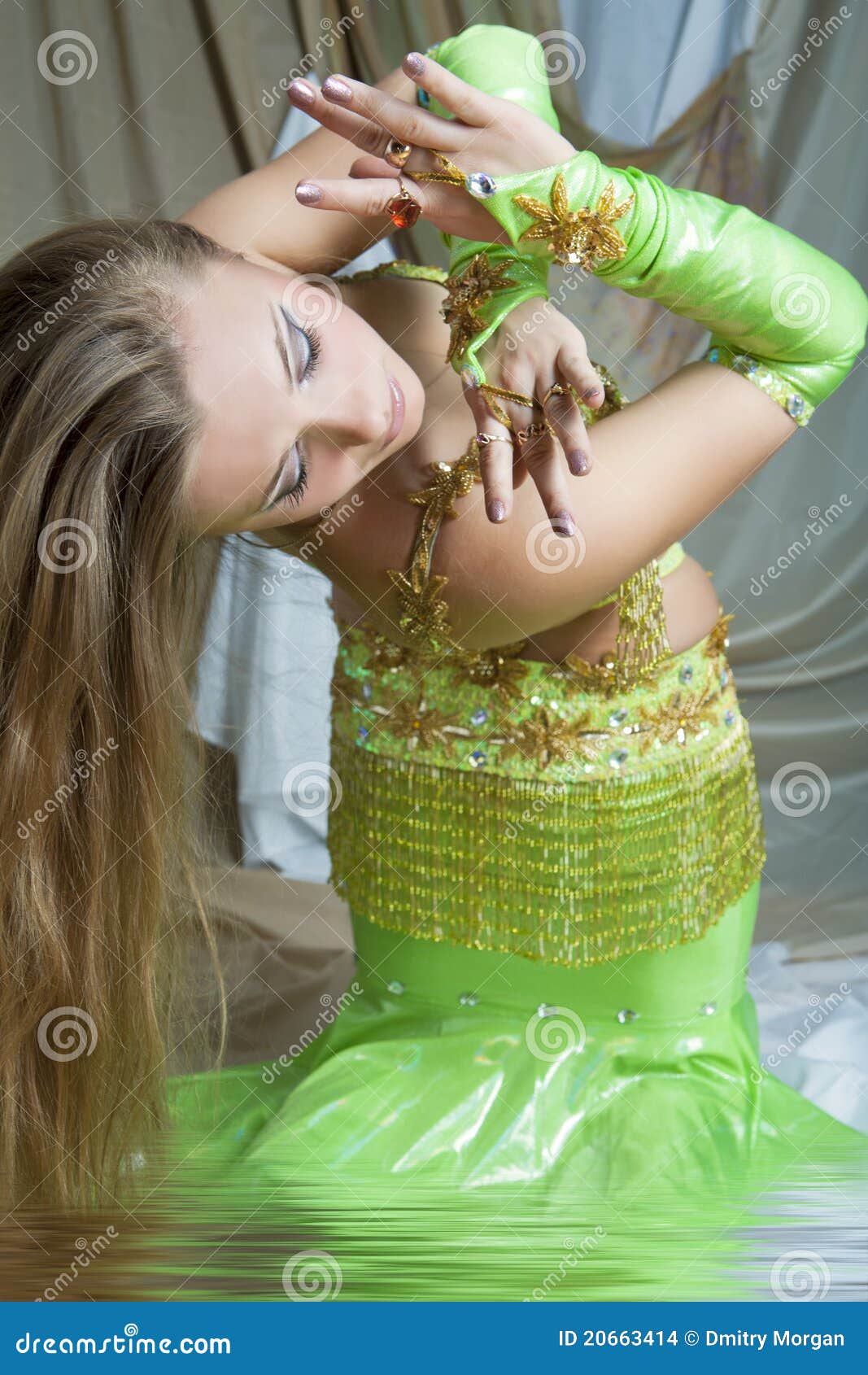 Blond Girl Belly Dancing Standing Shaped Stock Photo Image of bright