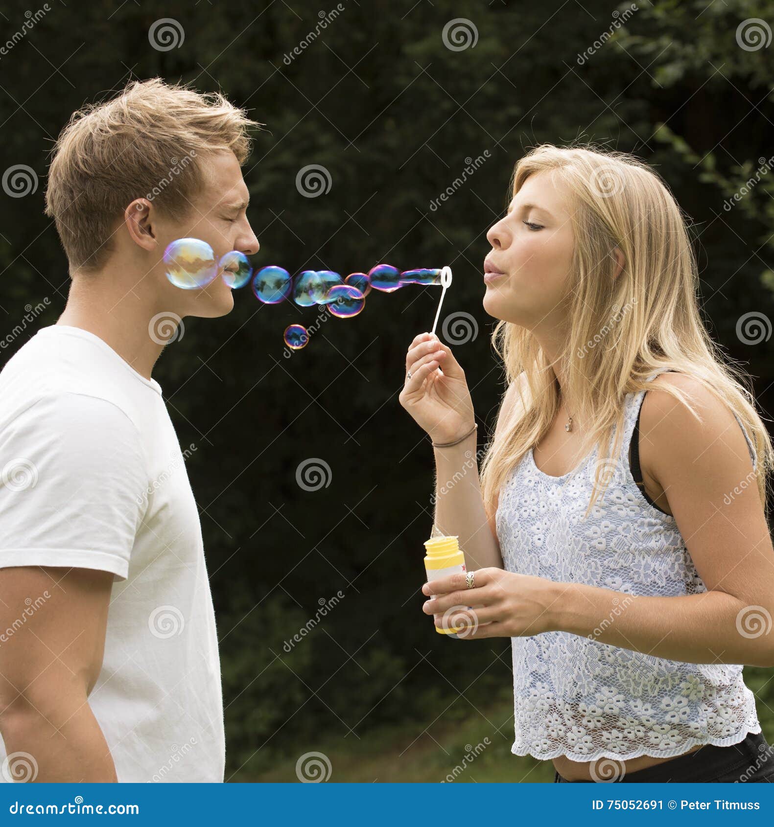Blond Girl Blowing Bubbles Stock Image Image Of Play