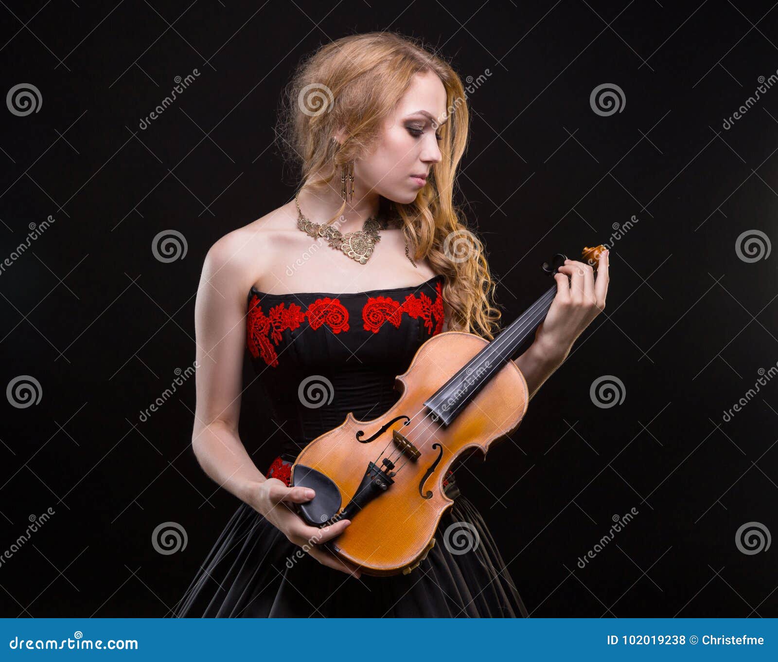 Naked Girl Plays Violin