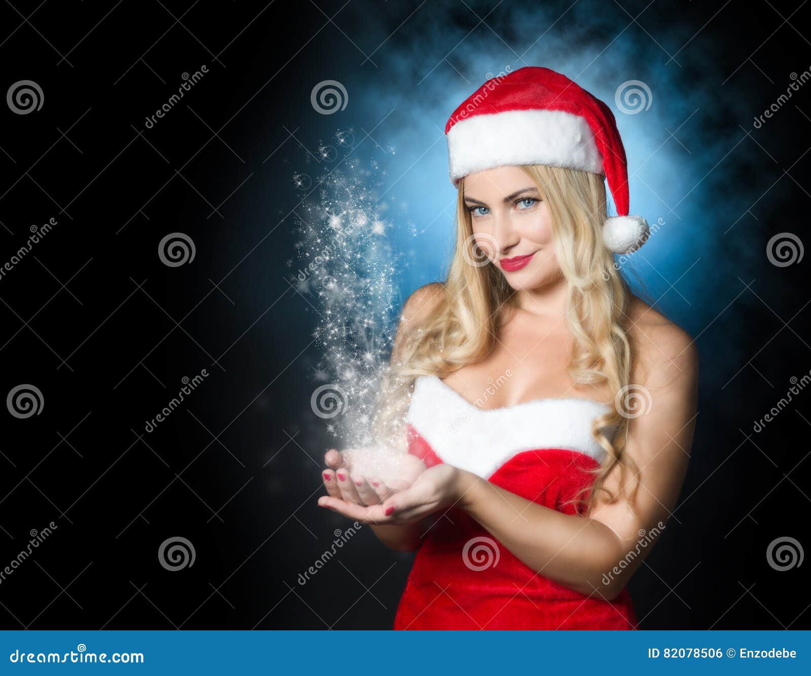 Blond Girl Dressed As Santa Claus Stock Photo Image Of