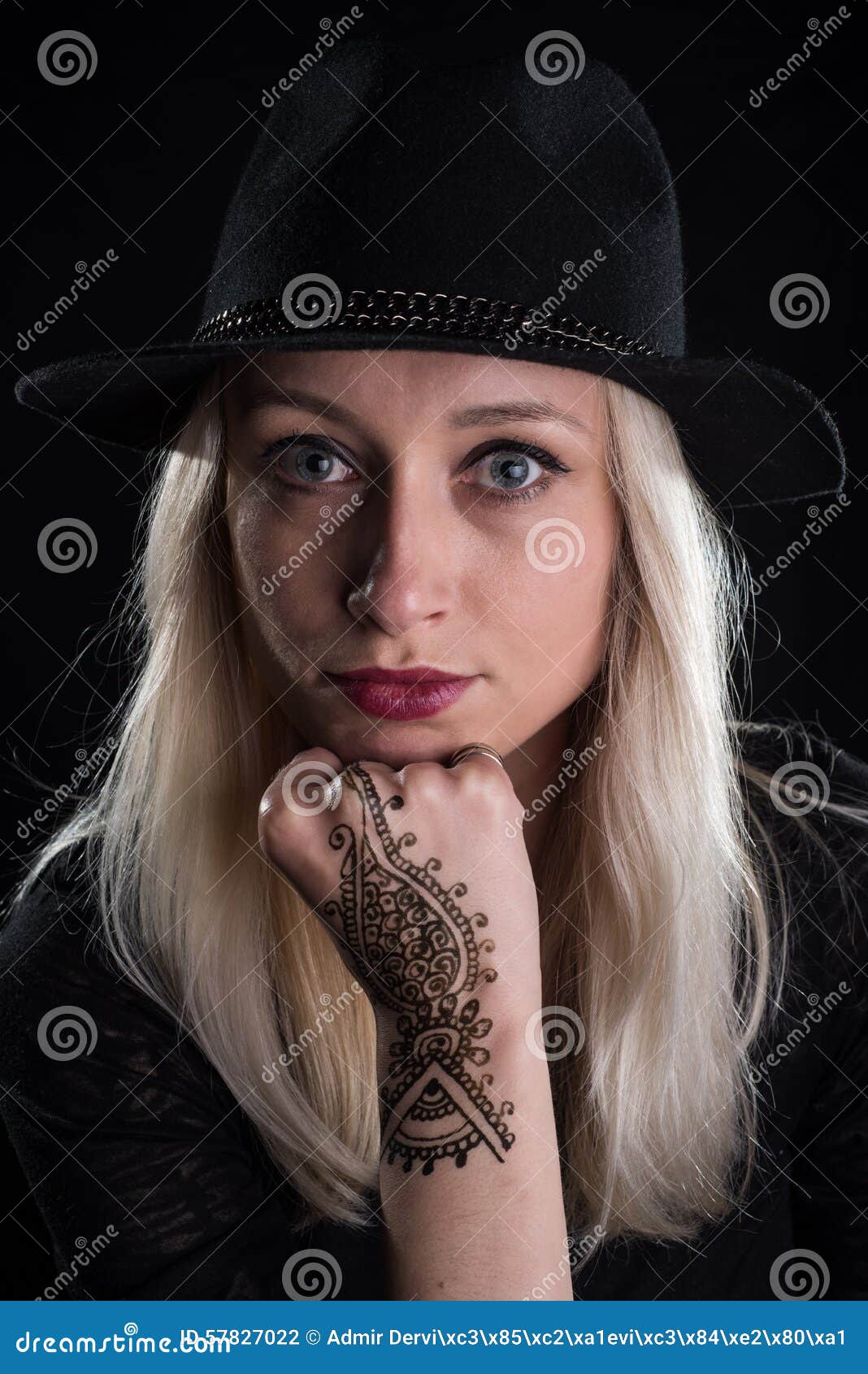 Blond girl with hat stock photo. Image of girl, portrai 57827022