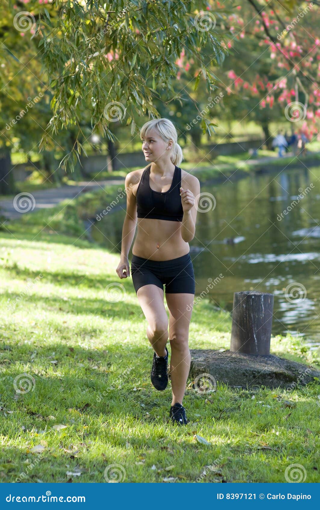 blond girl running