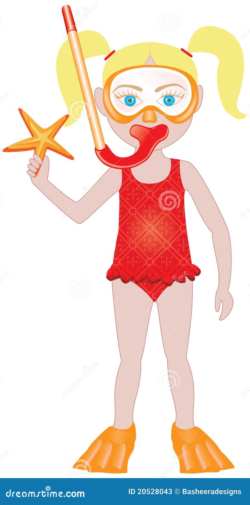 Blond Girl Swimsuit Cartoon Vector 20528043