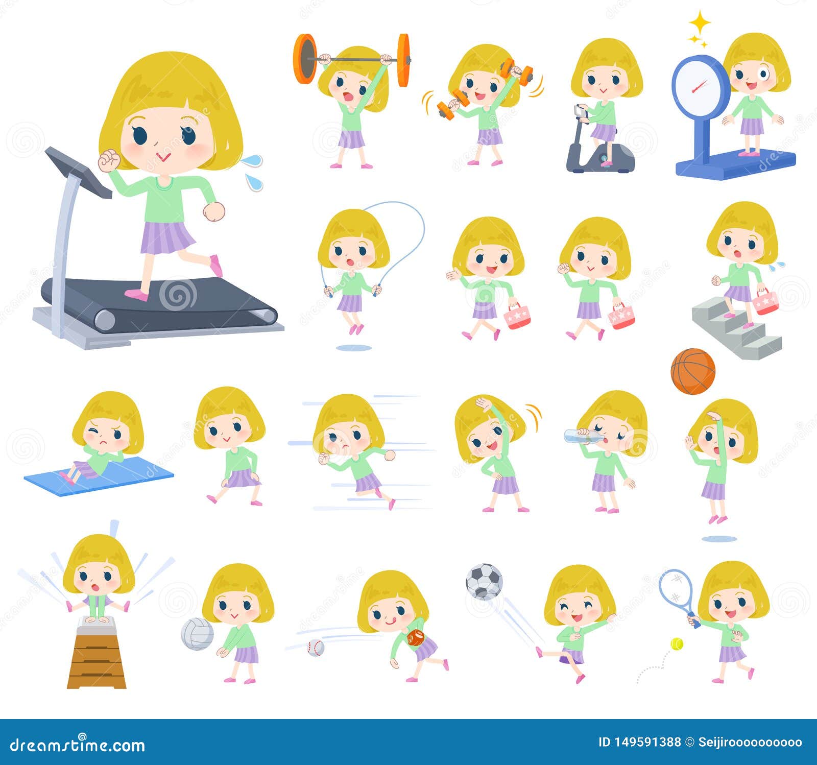 Blond hair girl_exercise stock vector. Illustration of blond - 149591388