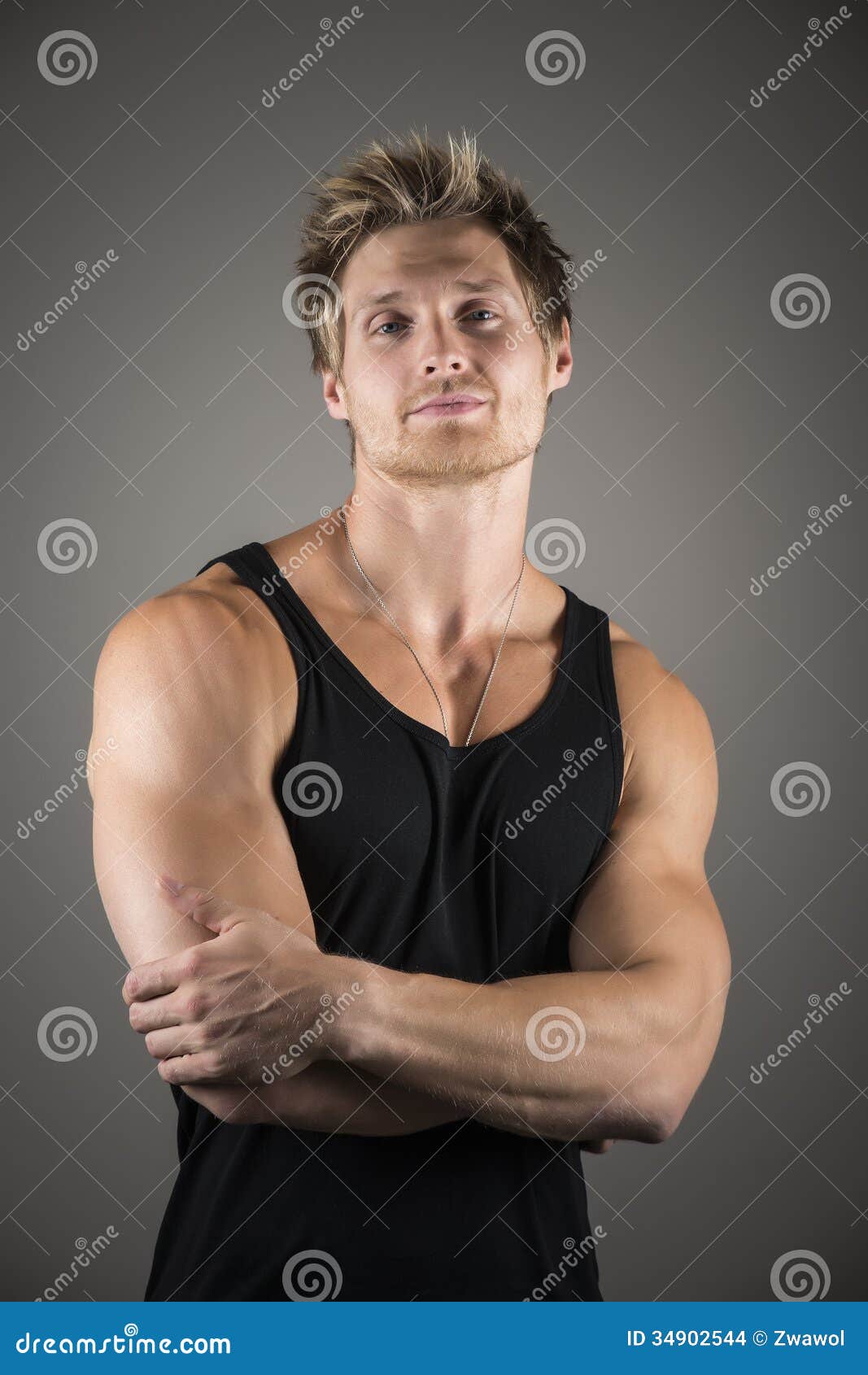 Blond Handsome Man In Black  Shirt  Stock Images Image 