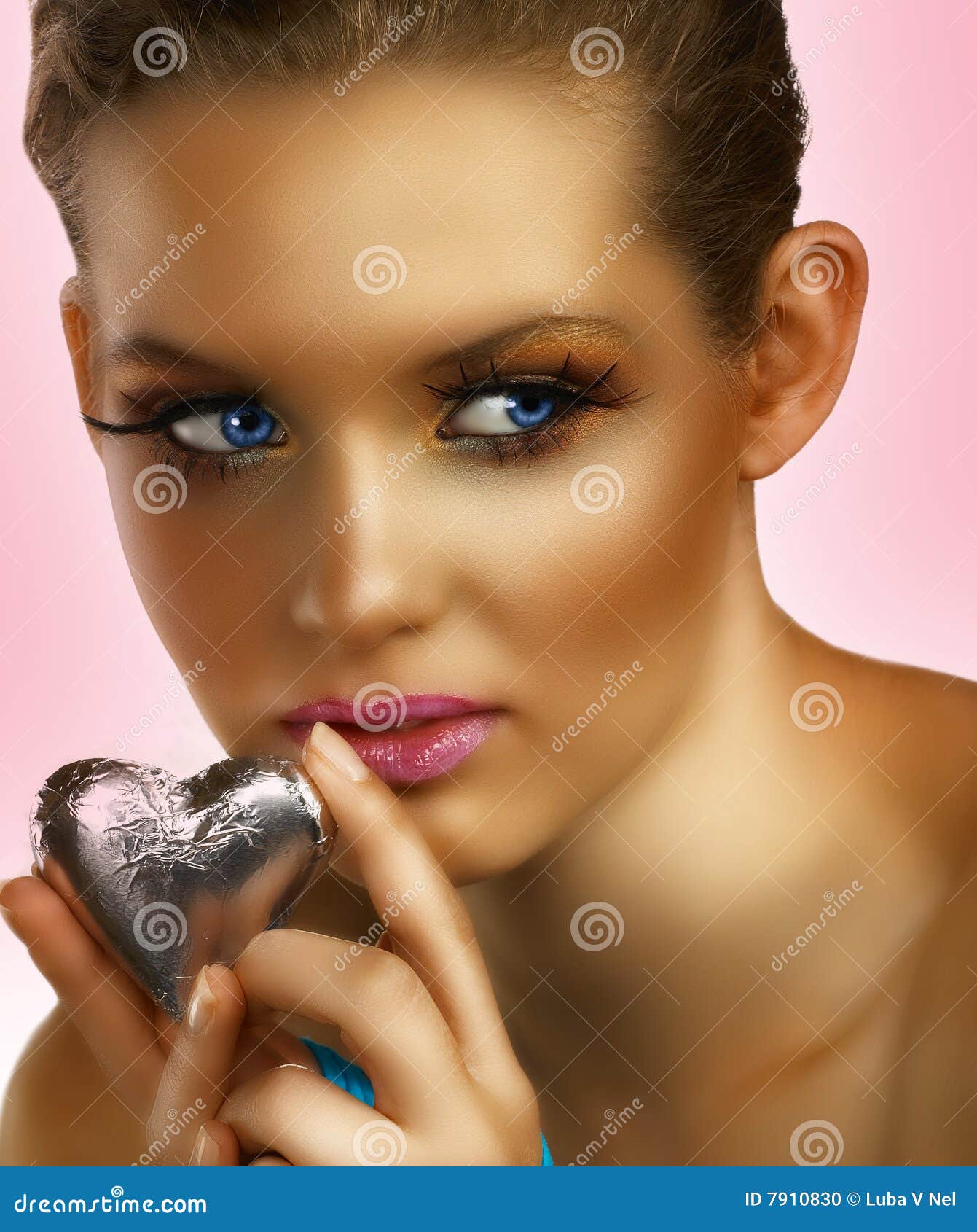  Blond  with heart  stock photo Image of lashes close 