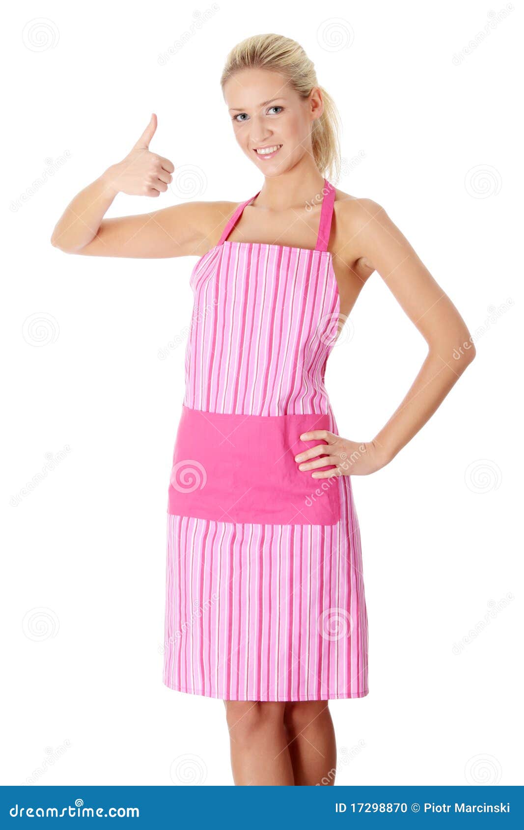 Blond Nude Woman in Pink Apron Stock Photo - Image of girl, lady: 17298870