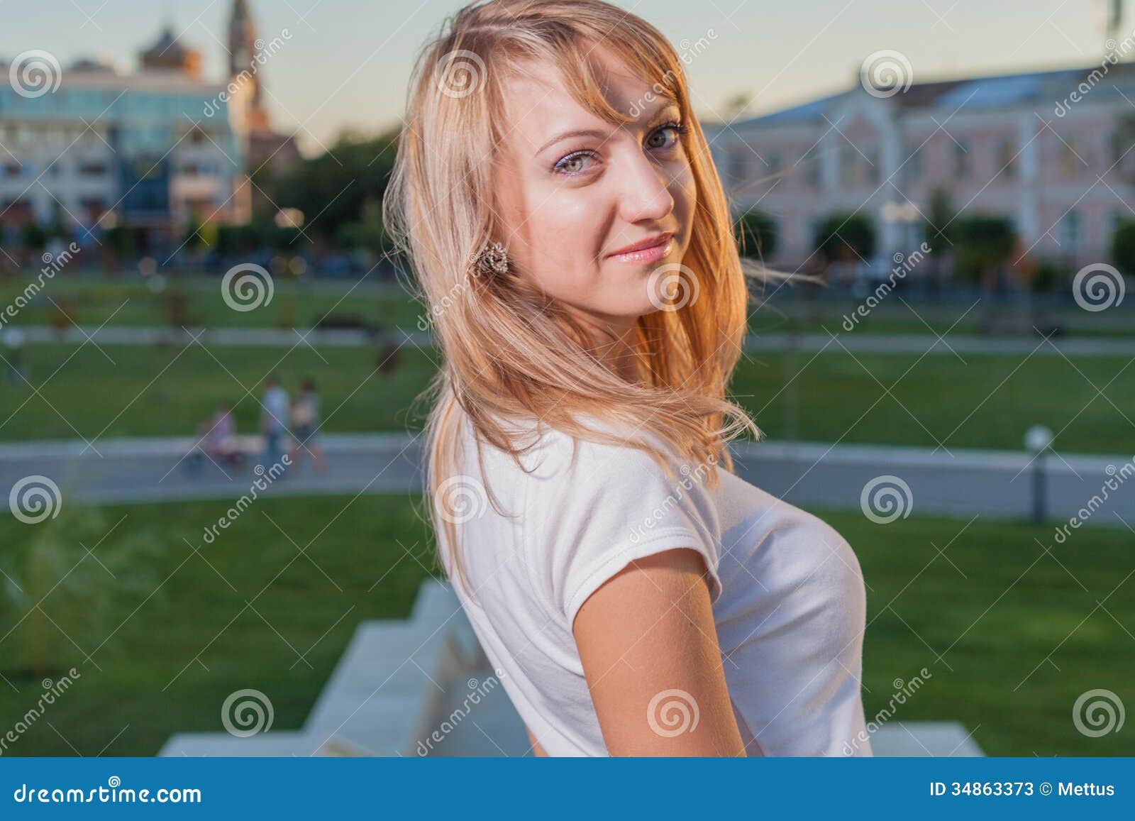 Blond 20s Female in City Park Day Stock Image - Image of europe ...