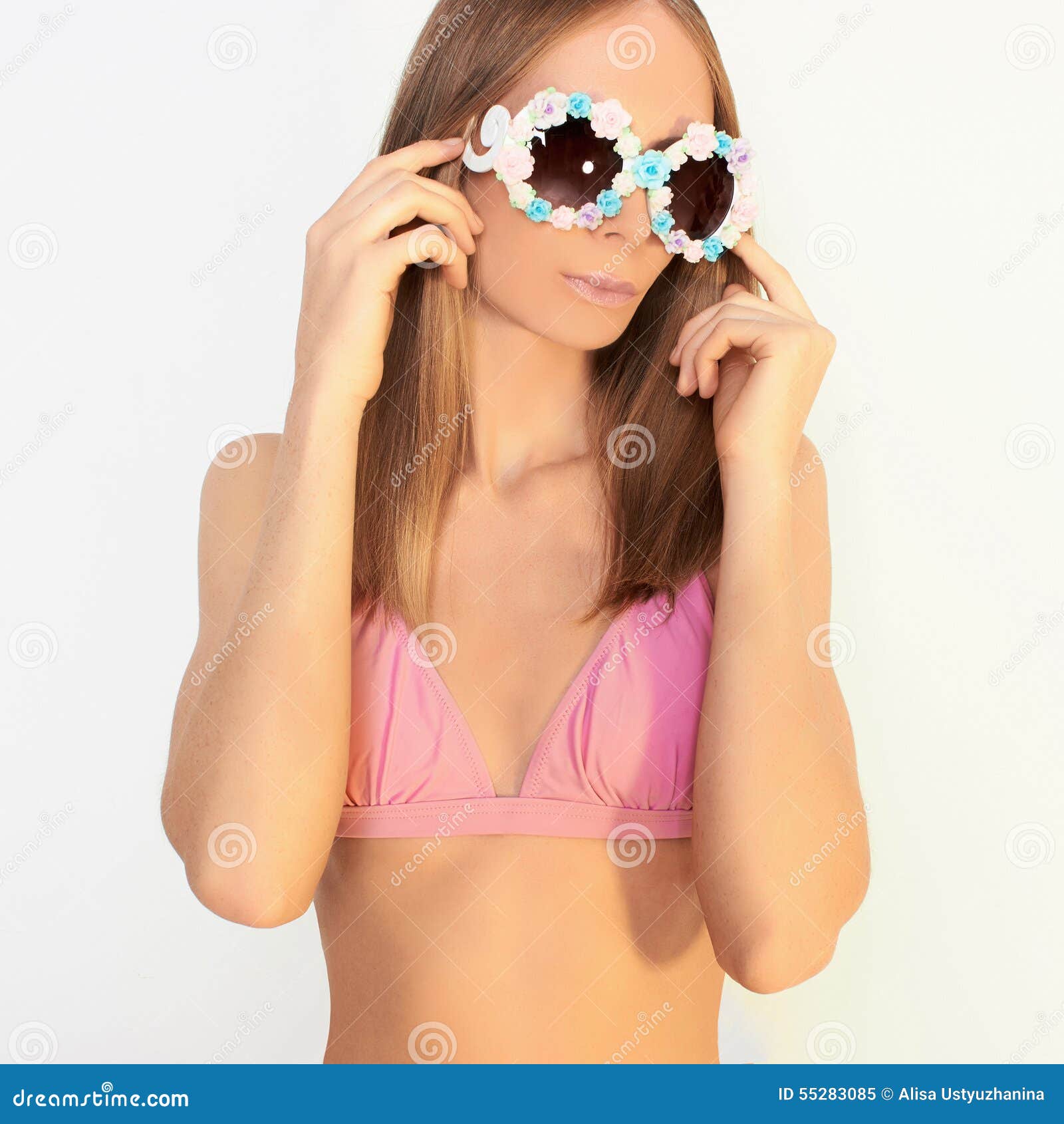 Blond Girl In A Bikini And Sunglasses Stock Image Image Of Hair Resort 55283085 