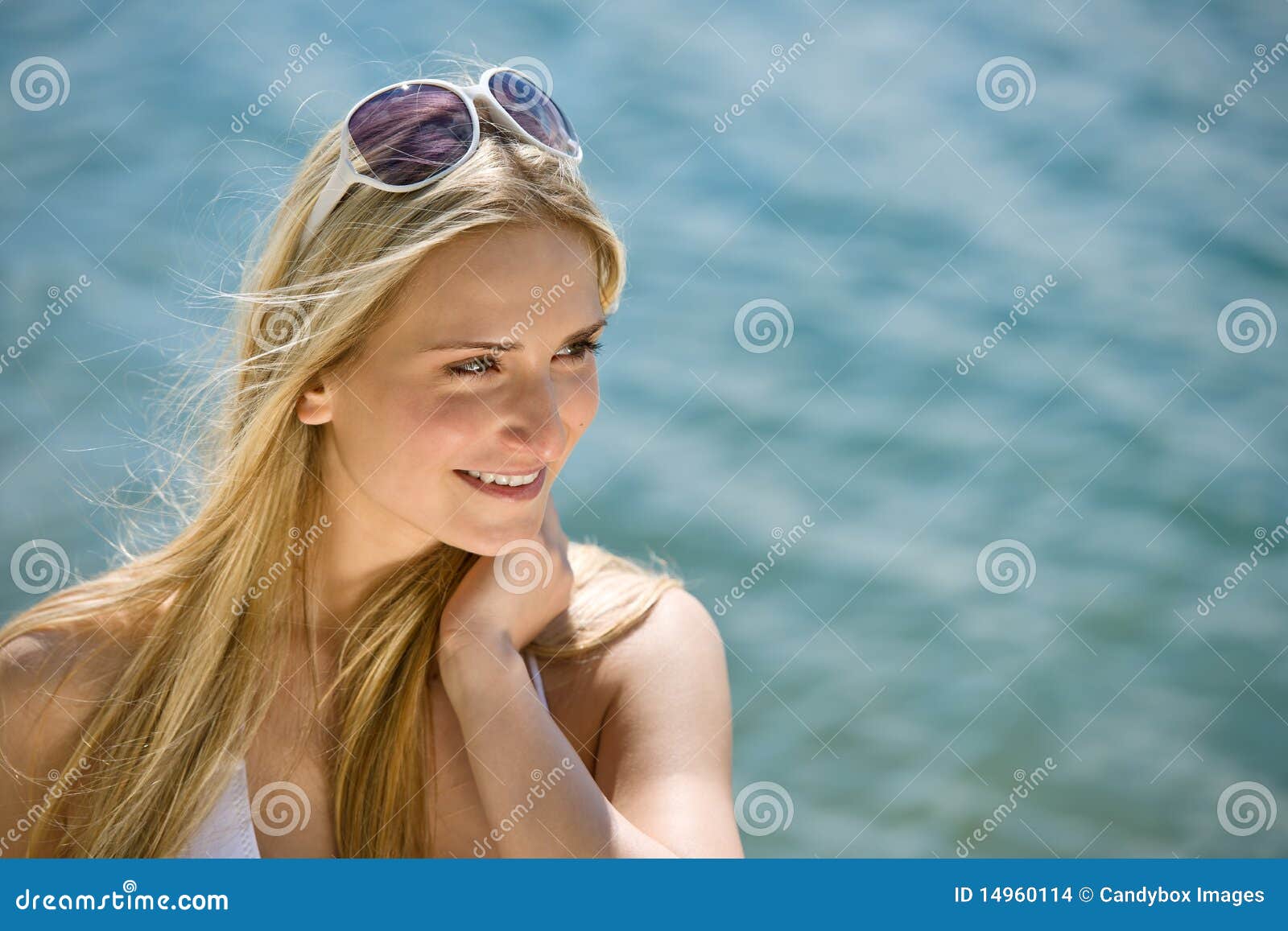 Blonde girl in bikini with sunglasses - wide 2