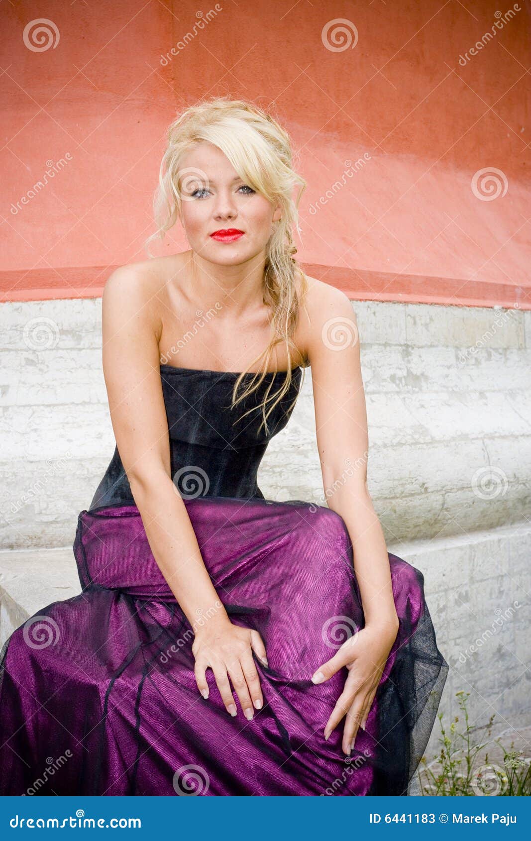 blond woman in formal dress