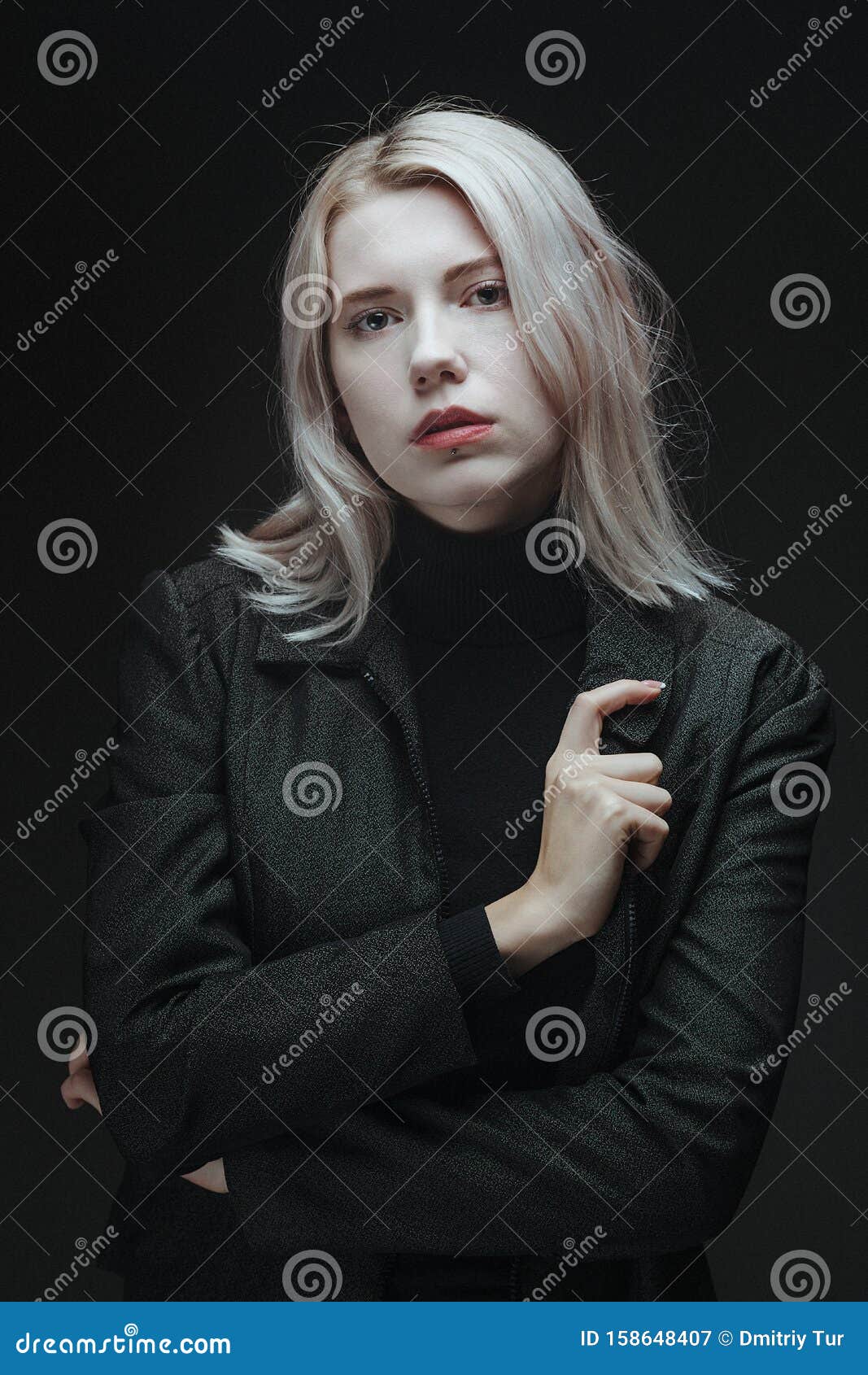 Blond Woman in Grey Jacket, Business Style. Stock Image - Image of ...