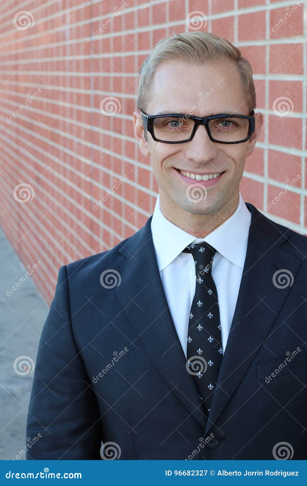 Blond Young Smart Man in Glasses Smiling Stock Image Image of