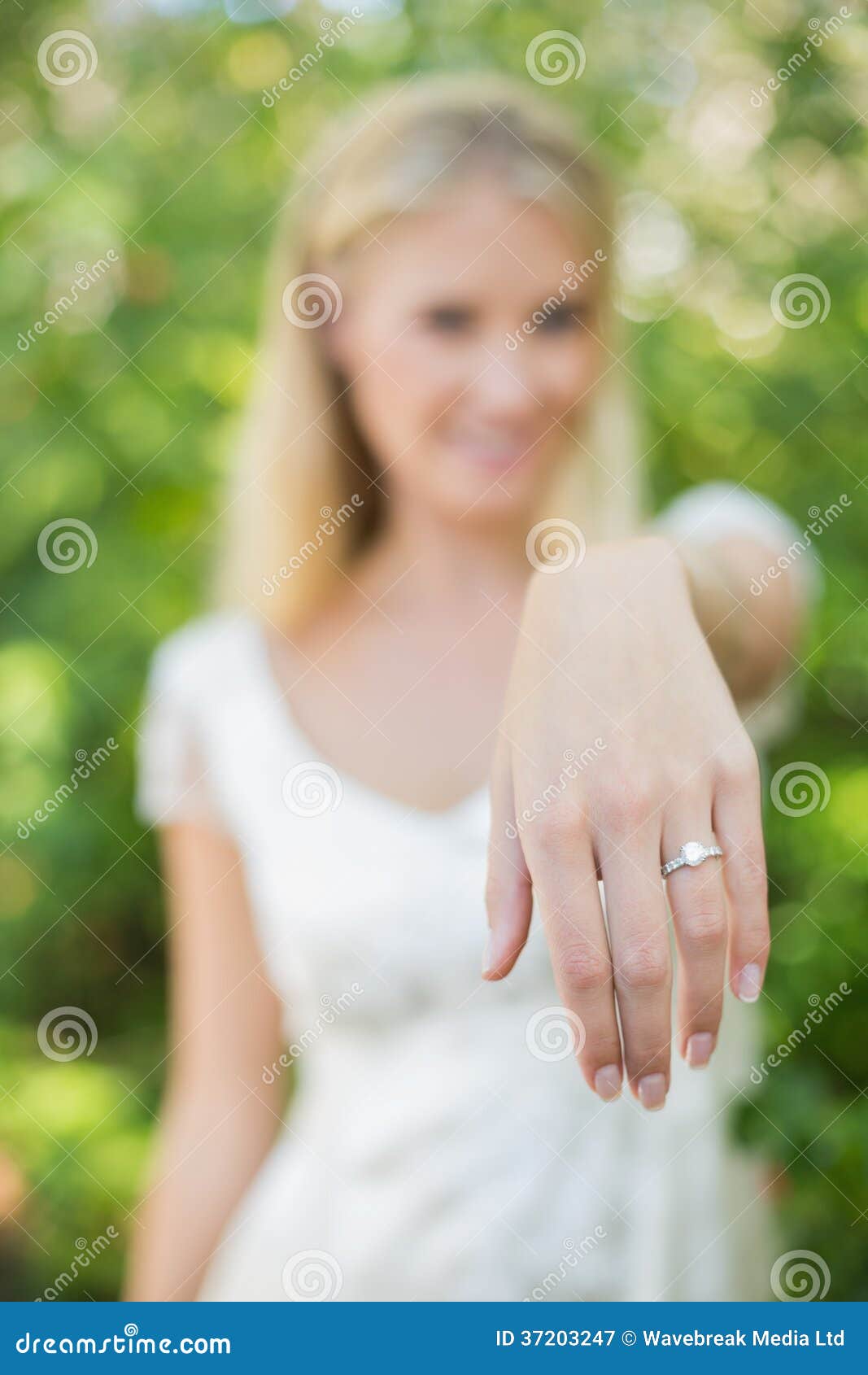 Blonde Bride Showing Her Diamond Ring Stock Image Image Of Pretty White 37203247