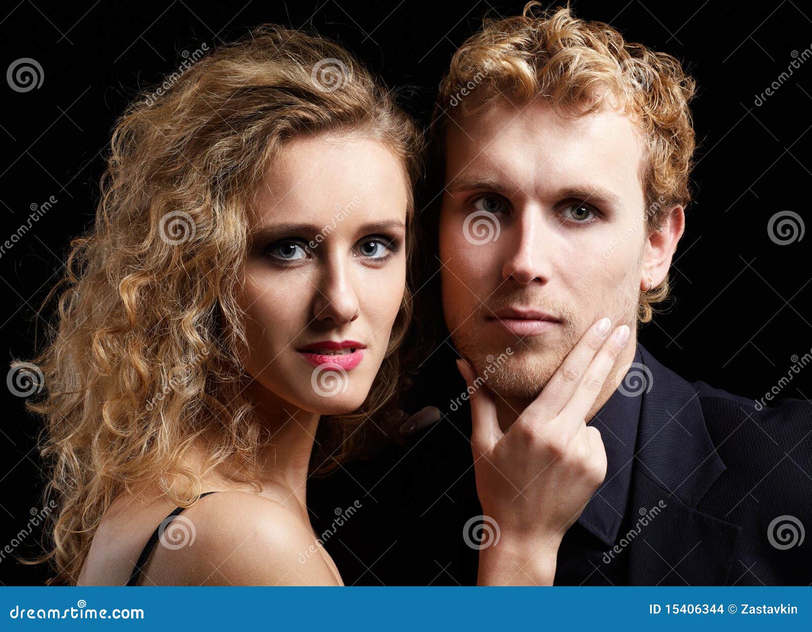 Blonde couple stock photo. Image of portrait, curly, hand 15406344