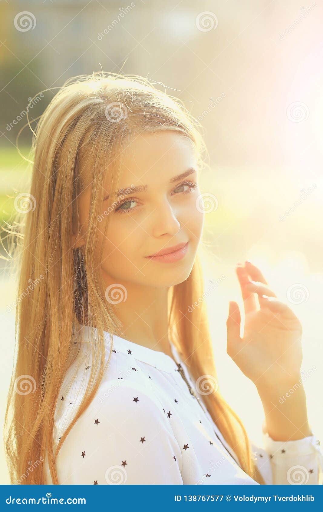 Blonde Cute Girl on Sunny Day Stock Image - Image of girl, white: 138767577