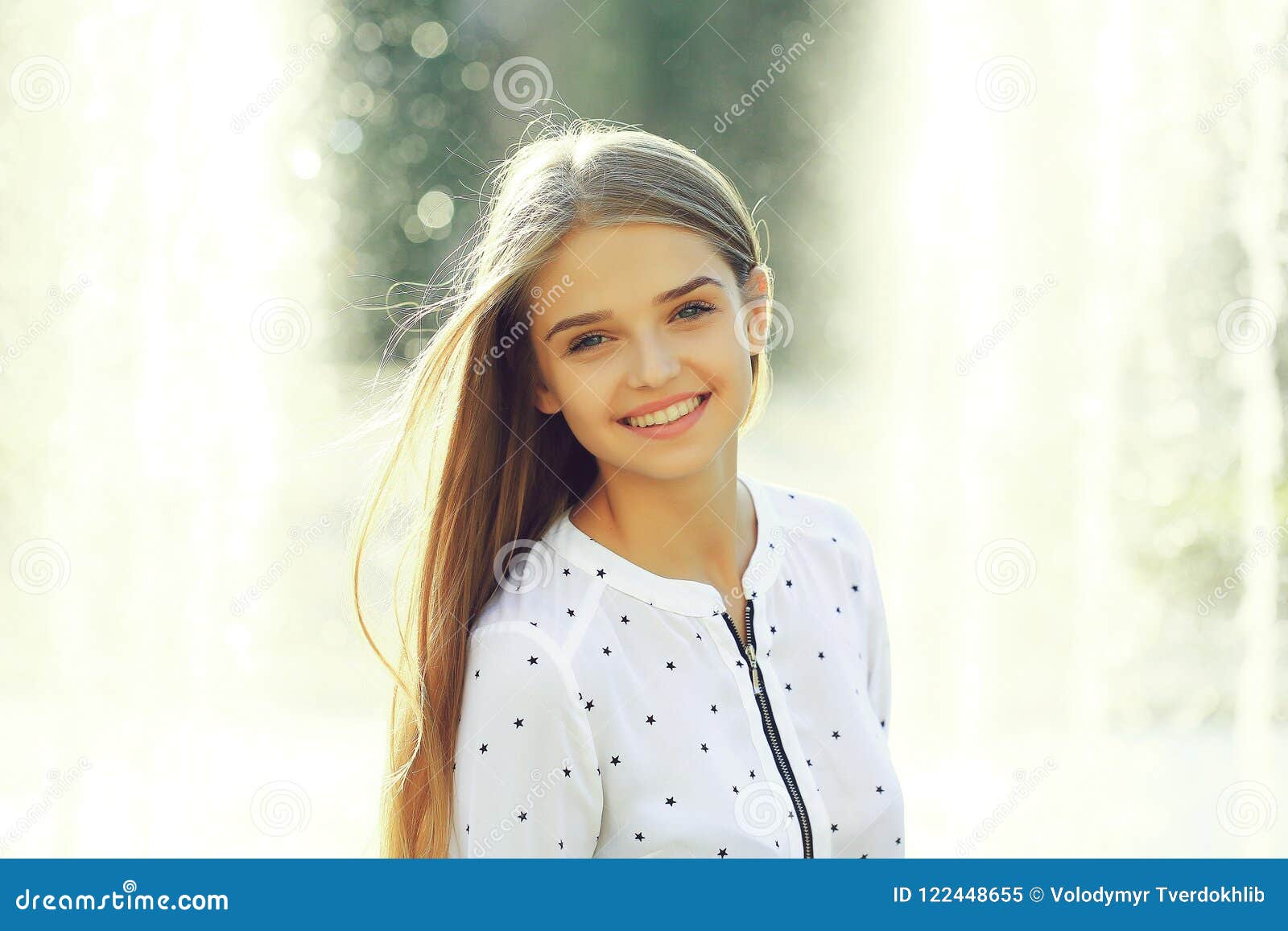 Blonde Cute Girl on Sunny Day Stock Photo - Image of white, cute