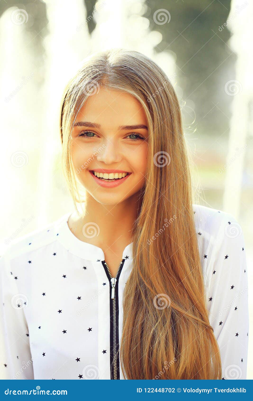 Blonde Cute Girl on Sunny Day Stock Photo - Image of white, cute