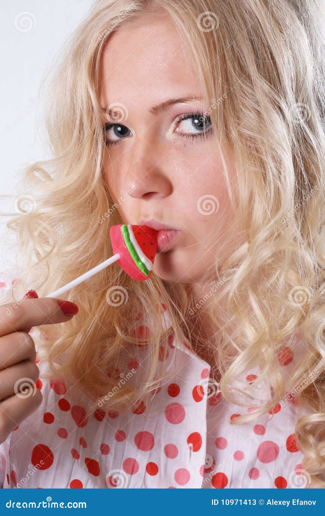 Blonde eats a sweet sugar stock image. Image of healthcare 10971413