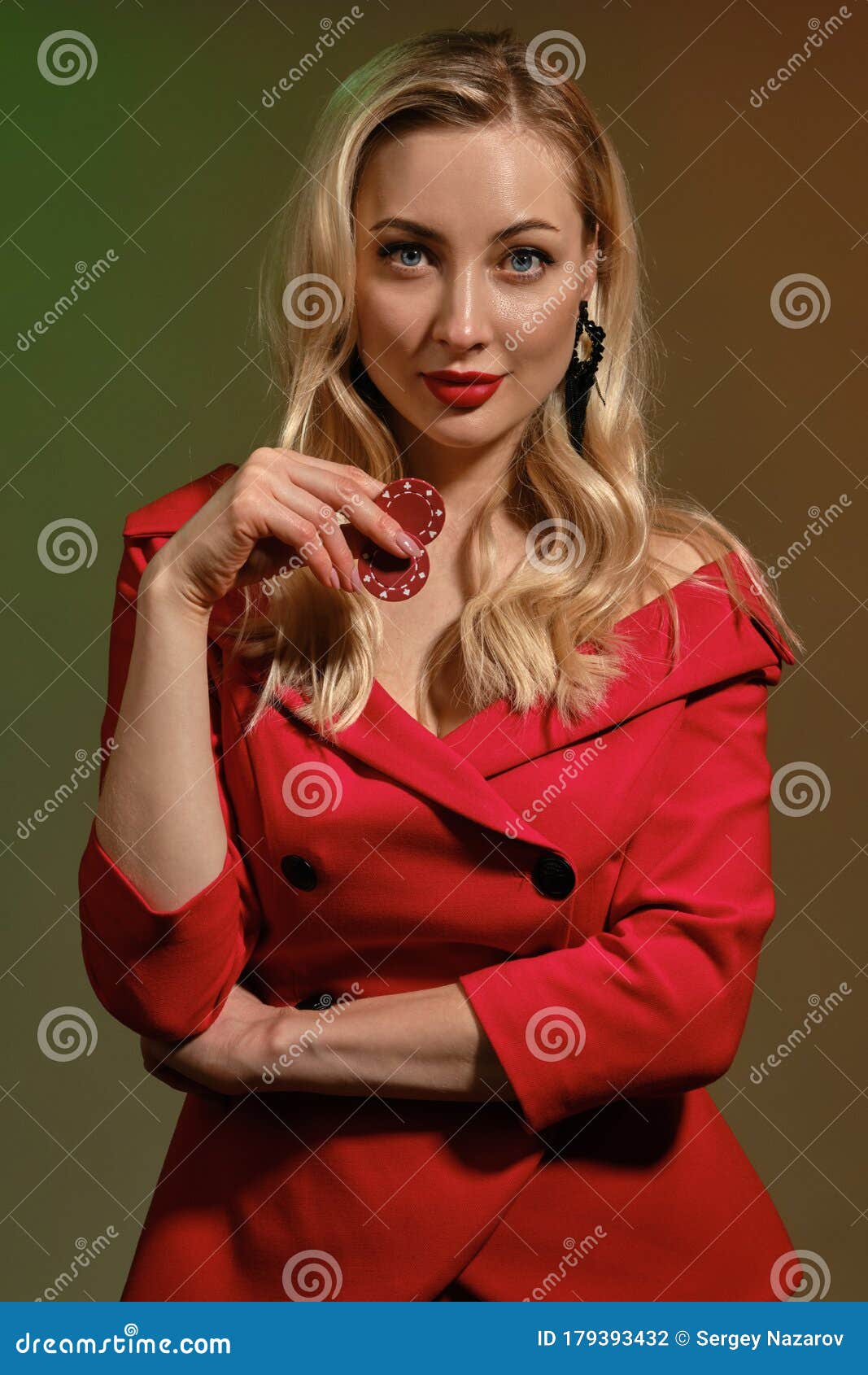 black dress with red earrings