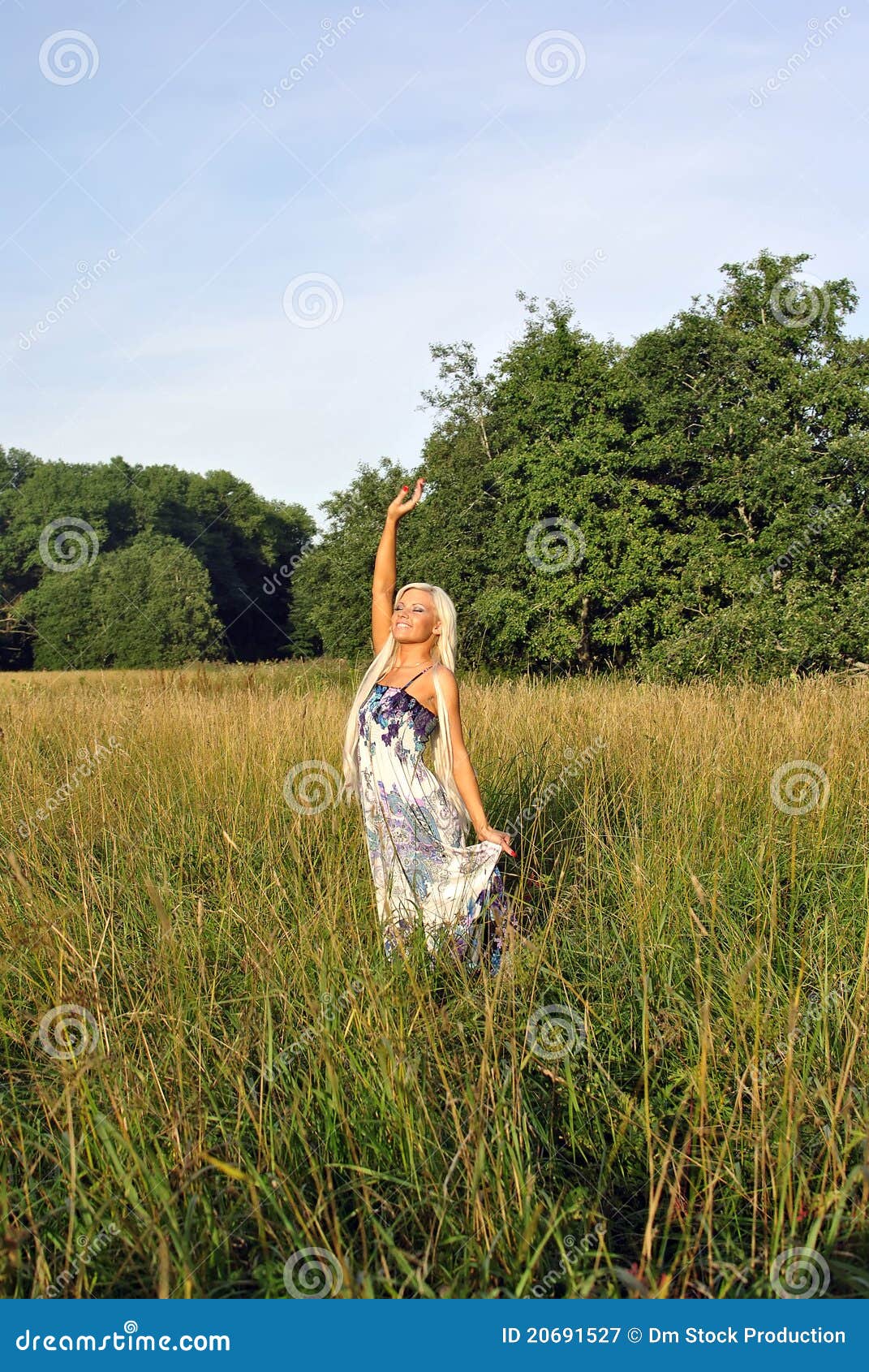 Blonde Girl  Alone  In Field  Stock Image Image of female 